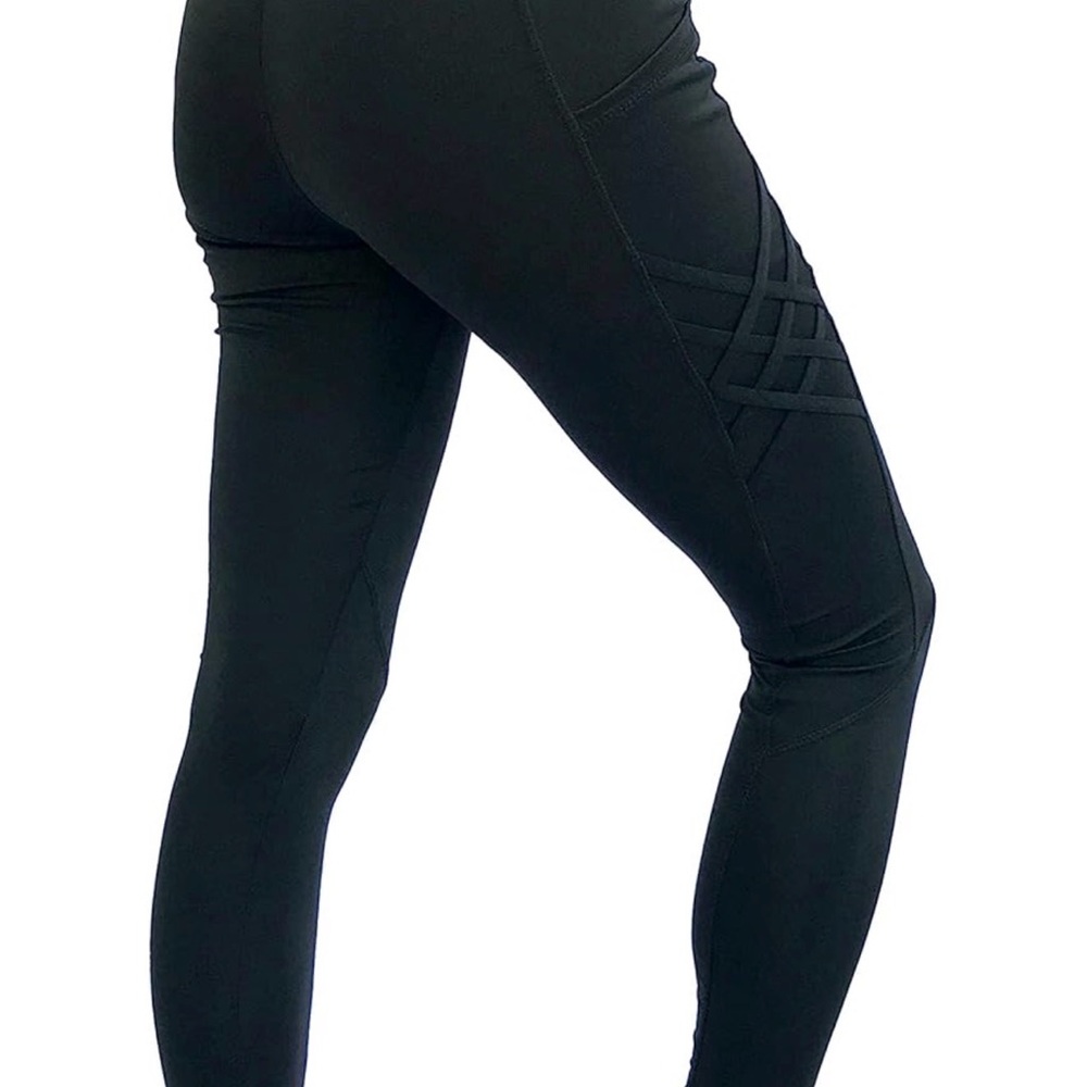 Black Leggings with Crisscross Detail